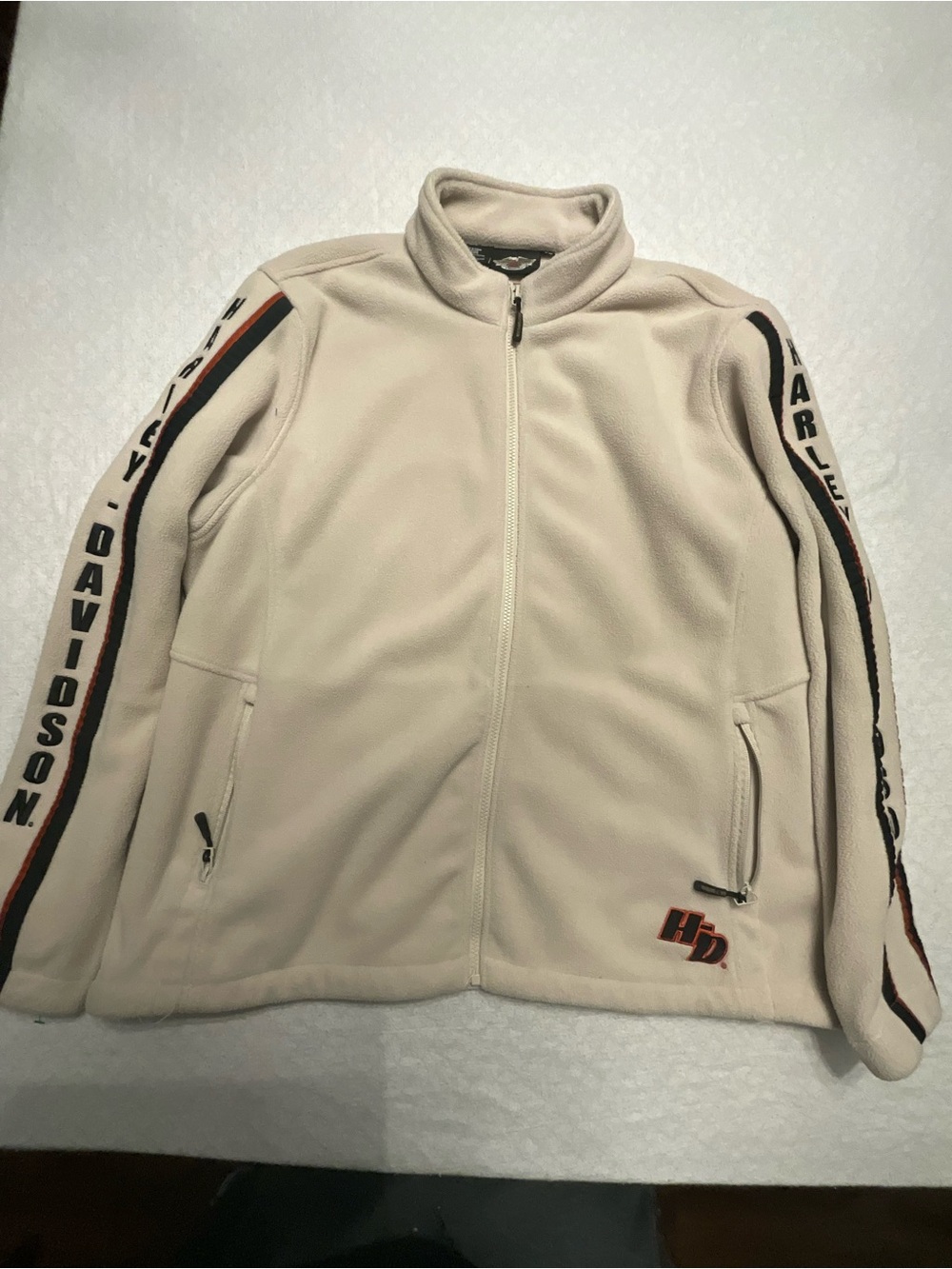 Harley-Davidson Cream Fleece Zip Jacket with Sleeve Branding